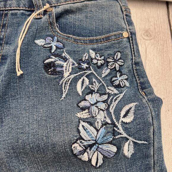 Camila Coelho Women’s Size 6 Straight Ankle Blue Jeans Embroidered Pockets - Picture 7 of 11